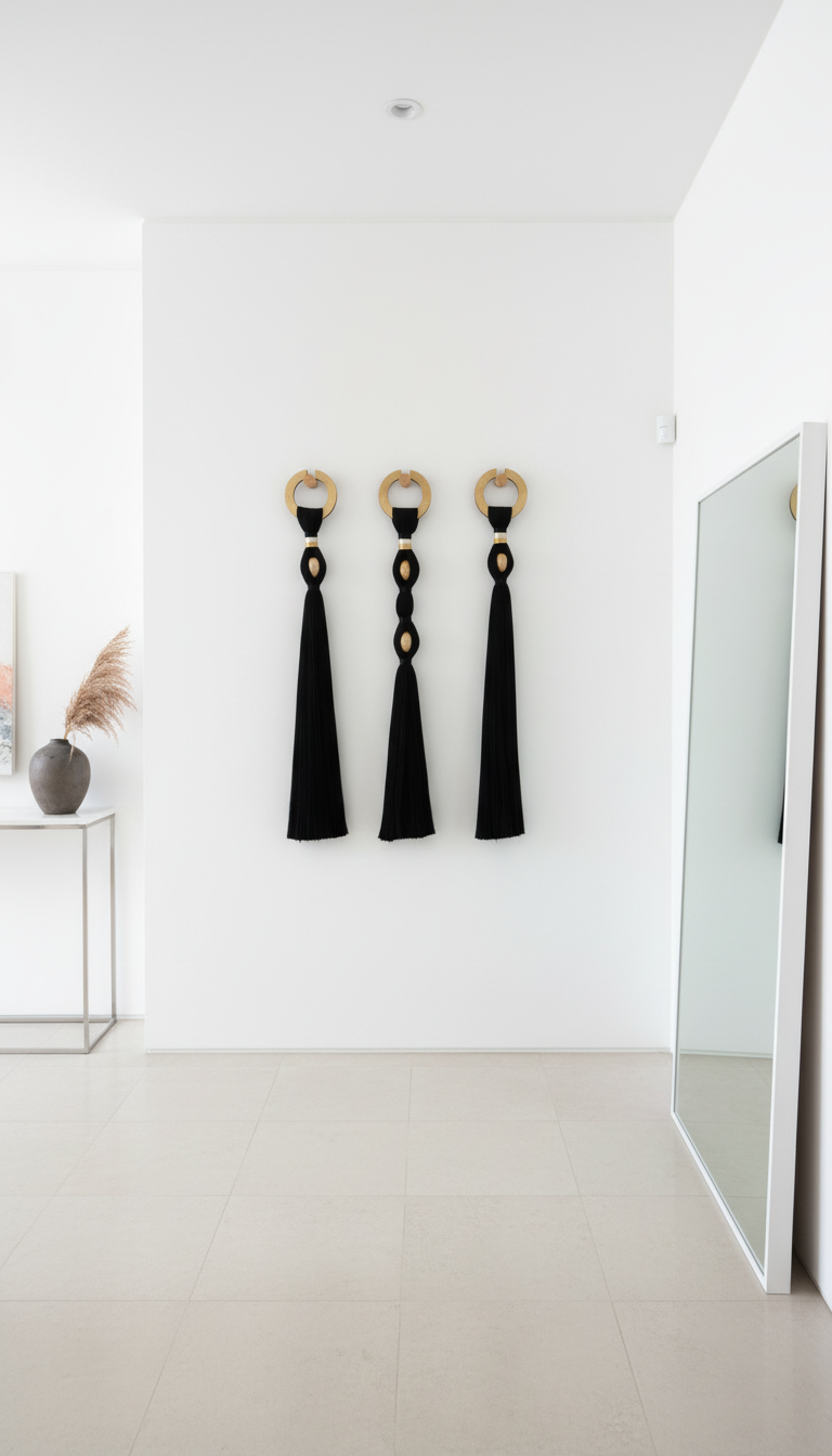 NARA . Tríptico mural artesanal en fibras negras